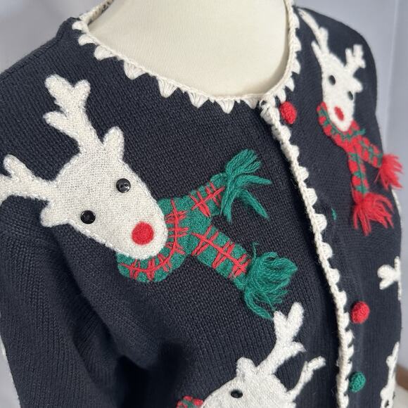 Marisa Christina Y2K 2000 Christmas Collection Cardigan Sweater Reindeer Knit - Picture 11 of 12